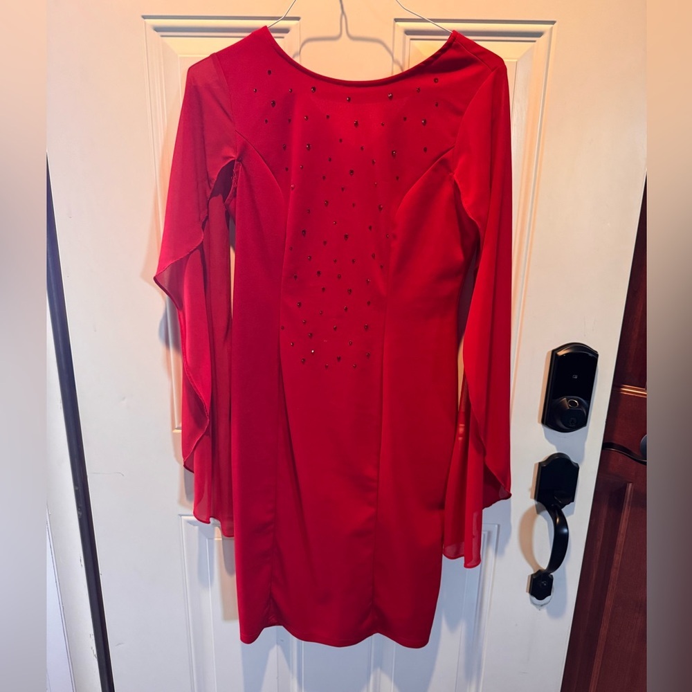 Chic Long Sleeve Red Dress
